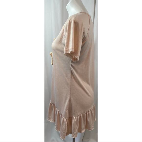 50% OFF Lost Petal Linens Top Tunic Cross Oversized Pink - Picture 4 of 6
